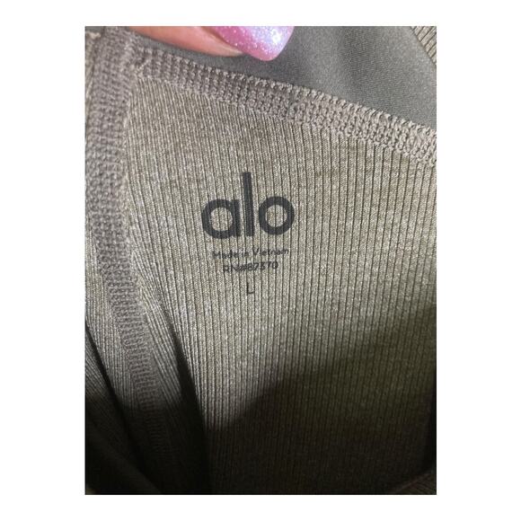 Alo Dark Green/Gray Leggings L - Picture 2 of 5